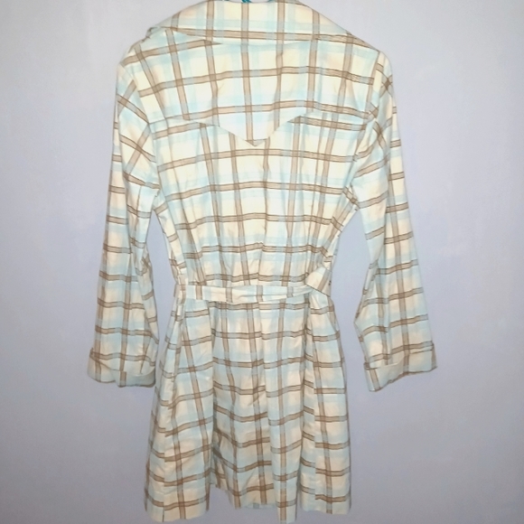 🎄3/$15 NWOT NOA NOA Belted Plaid Trench Coat - Picture 3 of 5